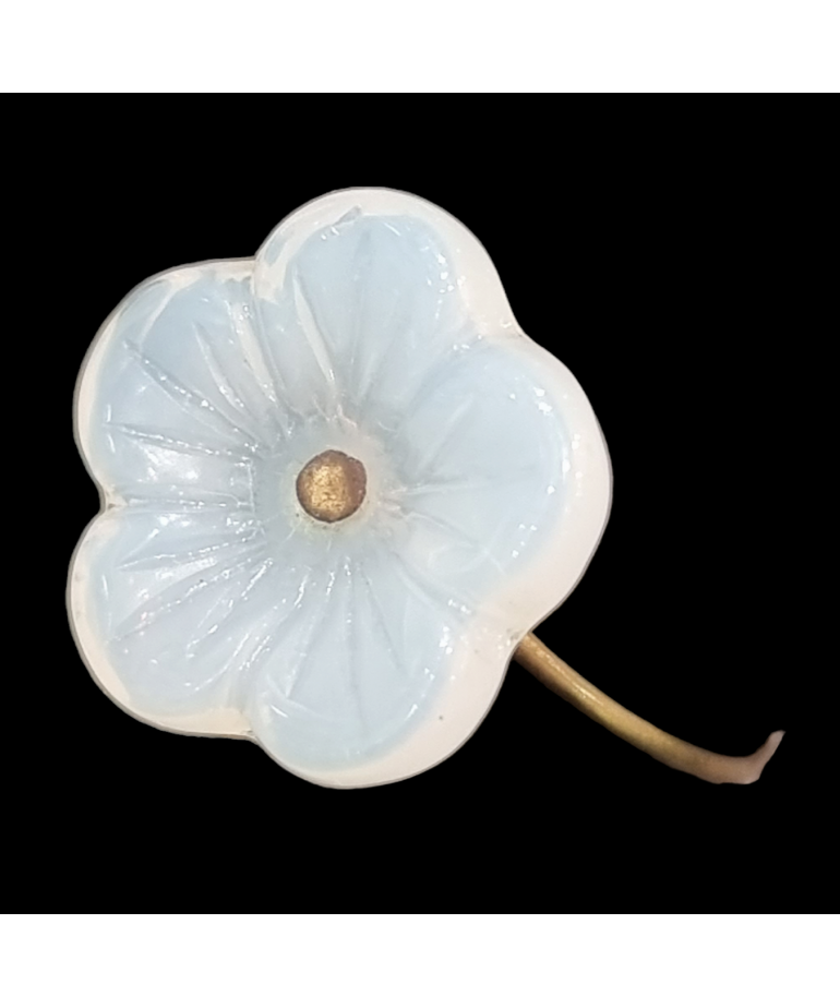 Bague Bakélite Fantaisie Fleur blanche Laiton