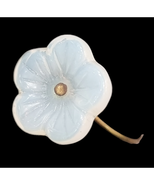 Bague Bakélite Fantaisie Fleur blanche Laiton
