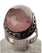 Bague Quartz rose argent 925 Taille 56