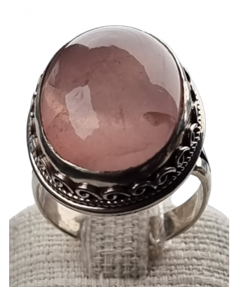 Bague Quartz rose argent 925 Taille 56