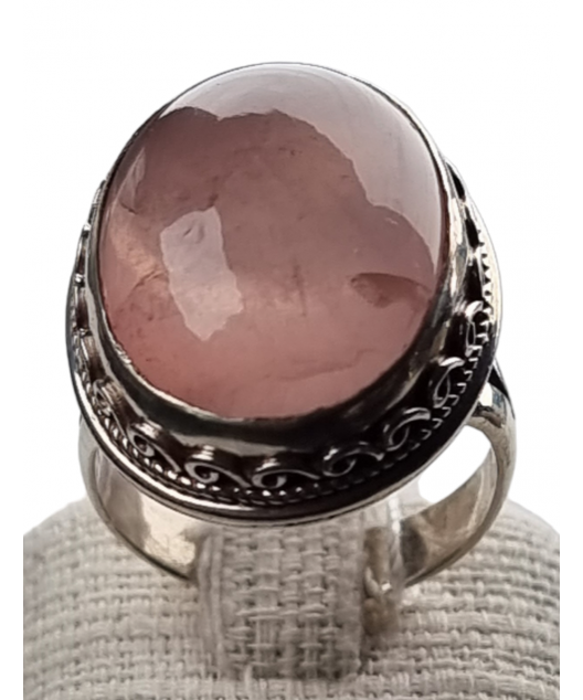 Bague Quartz rose argent 925 Taille 56