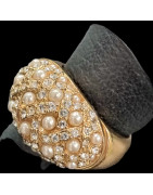 Bague Perles & Zirconium Bronze plaqué or Taille 59