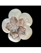 Bague Nacre Fleur Argent 925 Taille 59