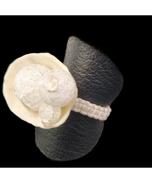 Bague Cristal de roche et coquillage Taille 51