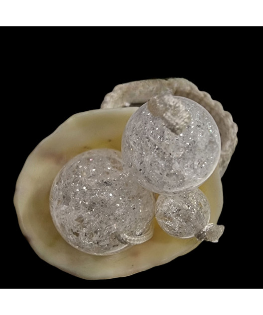 Bague Cristal de roche et coquillage Taille 51