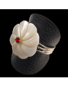 Bague Nacre Fleur Acier Taille 64+