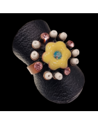 Bague Bakélite & Zirconium Fleur Taille 54+