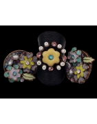 Bague Bakélite & Zirconium Fleur Taille 54+