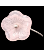 Bague Bakélite Fantaisie Fleur rose Laiton