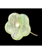 Bague Bakélite Fantaisie Fleur vert clair Laiton Taille 55