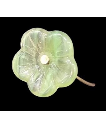 Bague Bakélite Fantaisie Fleur vert clair Laiton Taille 55