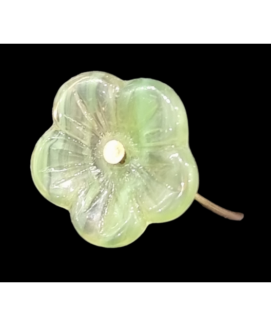 Bague Bakélite Fantaisie Fleur vert clair Laiton Taille 55
