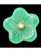 Bague Bakélite Fantaisie Fleur vert Laiton Taille 53
