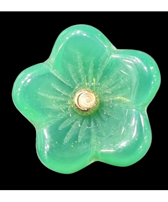 Bague Bakélite Fantaisie Fleur vert Laiton Taille 53