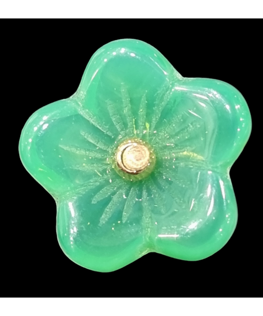 Bague Bakélite Fantaisie Fleur vert Laiton Taille 53