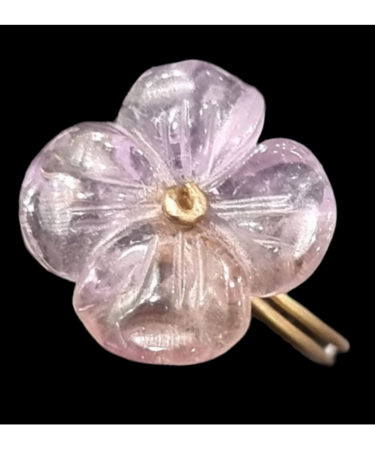 Bague Bakélite Fantaisie Fleur violette