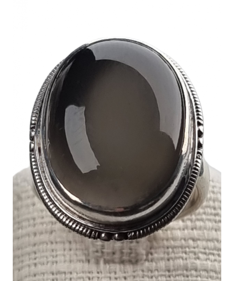 Bague Pierre de lune noire argent 925 Taille 56