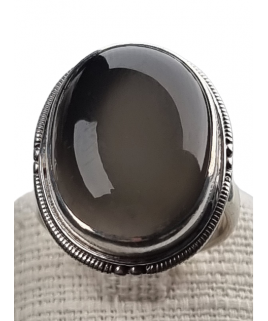 Bague Pierre de lune noire argent 925 Taille 56