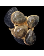 Bague Labradorite Niiki PARIS bronze plaqué or Taille réglable