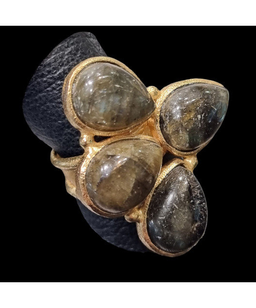 Bague Labradorite Nikki bronze plaqué or Taille réglable