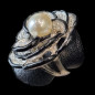 Bague Bakélite Perles de Majorque & Zirconium Métal rhodié Taille 53