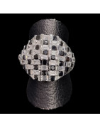 Bague Saphir noir & Zirconium Métal rhodié Taille 54