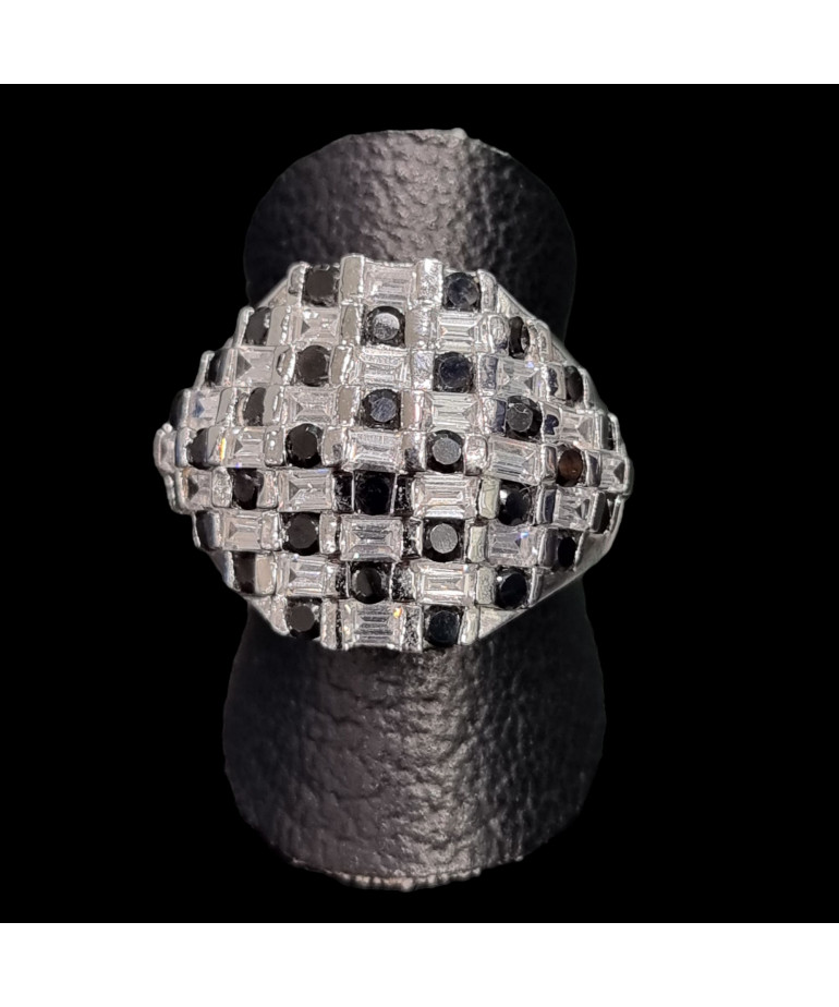 Bague Saphir noir & Zirconium Métal rhodié Taille 54