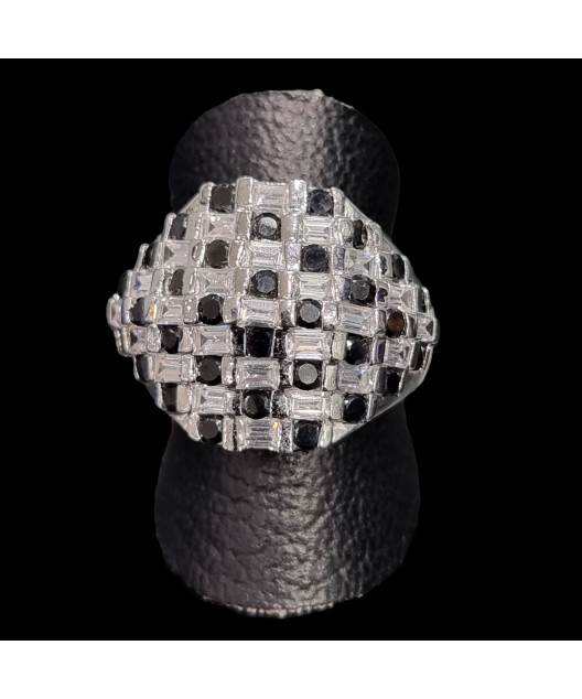 Bague Saphir noir & Zirconium Métal rhodié Taille 54