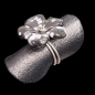 Bague Obsidienne neige Fleur Laiton