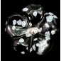 Bague Obsidienne neige Fleur Laiton