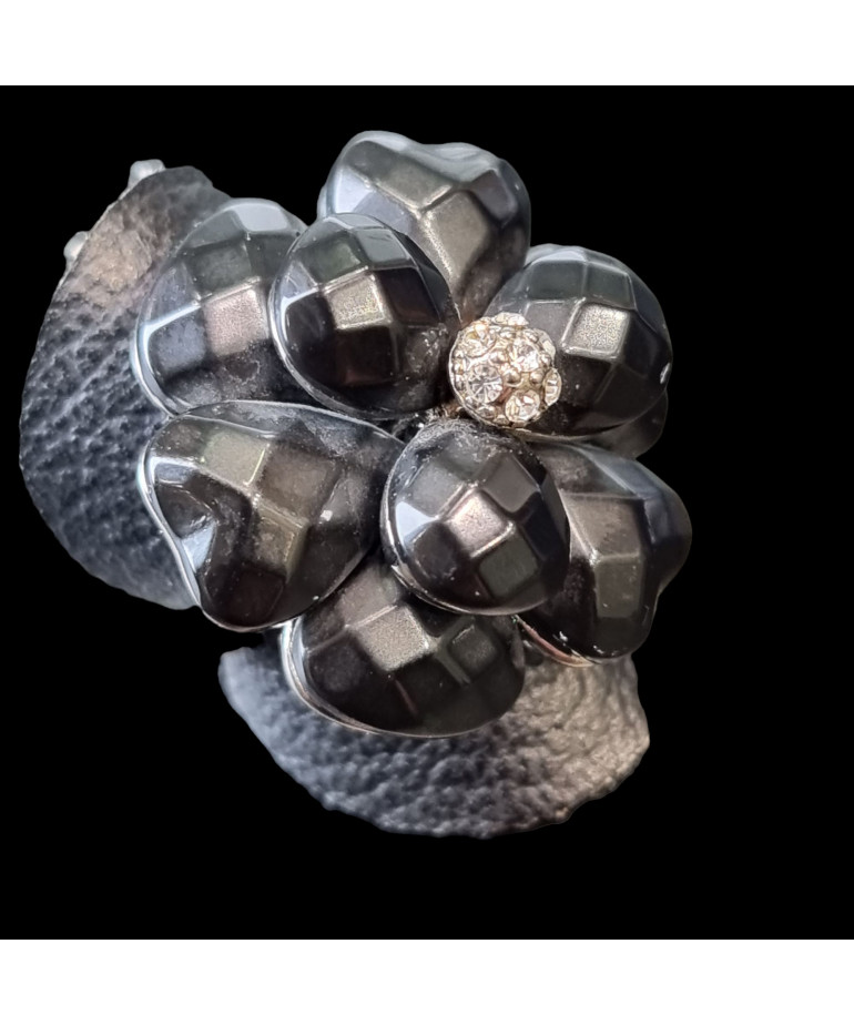 Bague Bakélite Métal rhodié Taille 53