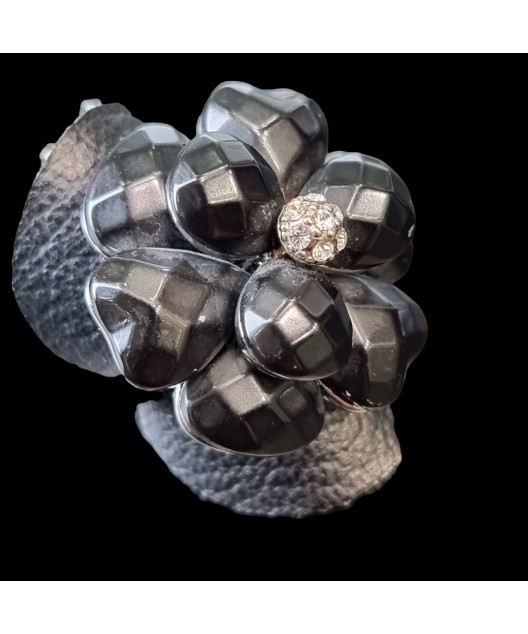 Bague Bakélite Métal rhodié Taille 53
