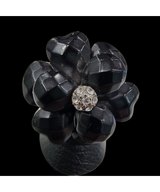 Bague Bakélite Métal rhodié Taille 53