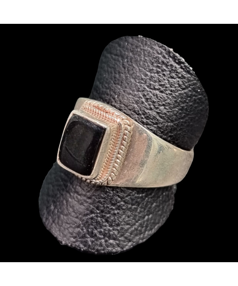 Bague Onyx Noir Argent 925 Taille 68