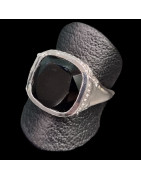 Bague Onyx Noir Argent 925 Taille 64