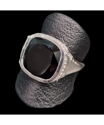 Bague Onyx Noir Argent 925 Taille 64