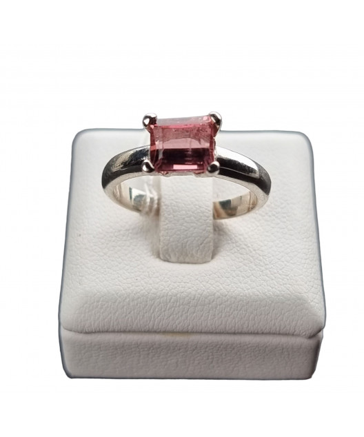 Bague Tourmaline rose argent 925 Taille 53