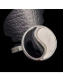 Bague Onyx noir & Howlite Yin Yang Métal rhodié Taille 55