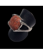 Bague Jaspe rouge Acier inox Taille 58