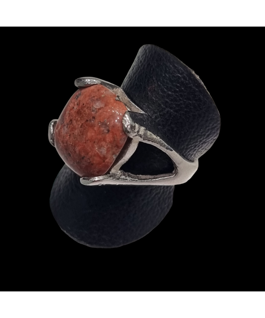 Bague Jaspe rouge Acier inox Taille 58