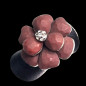 Bague Bakélite & Zirconium Fleur  Métal rhodié