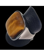 Bague Œil de tigre Métal rhodié Taille 56