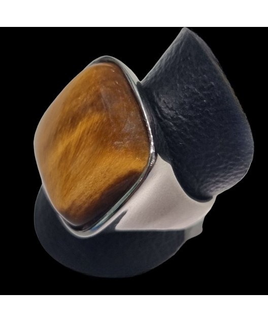 Bague Œil de tigre Métal rhodié Taille 56