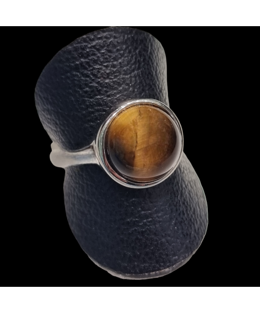 Bague Œil de tigre Métal rhodié Taille 60