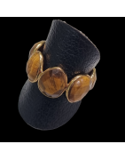 Bague Œil de tigre Niiki PARIS Bronze plaqué or Taille 58