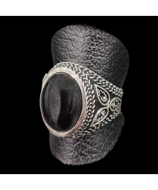 Bague Obsidienne noire Argent 925 Taille 62