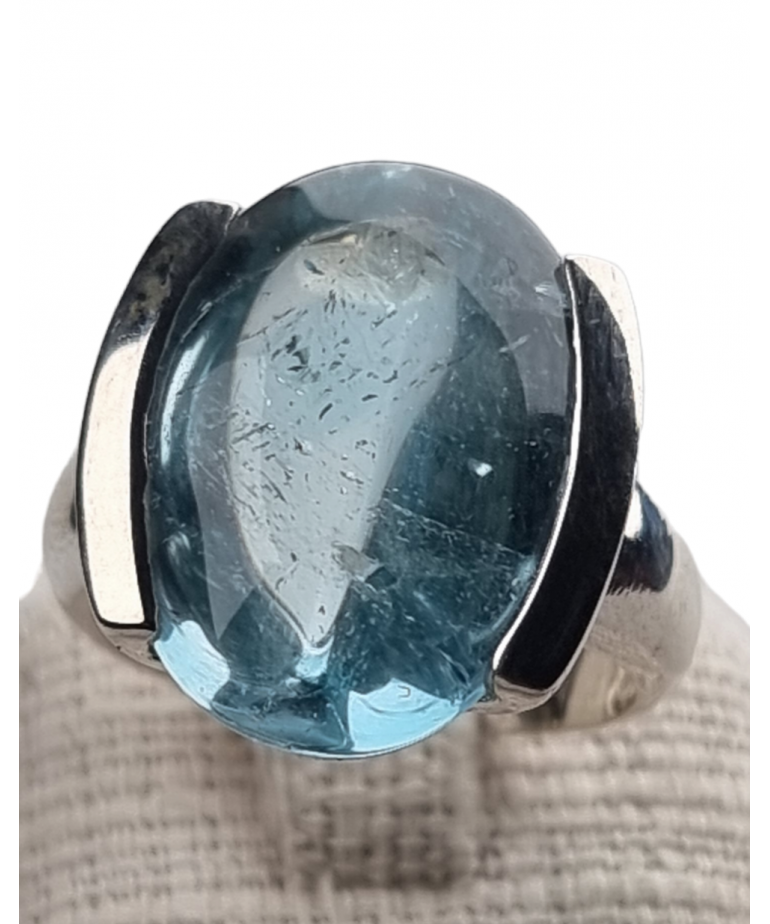 Bague Topaze bleue argent 925 Taille 55