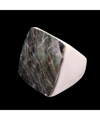 Bague Nacre Bakélite Acier Taille 53