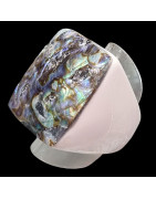 Bague Nacre Bakélite Acier Taille 53