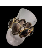 Bague Quartz fumé Niiki PARIS Bronze plaque or Taille 58